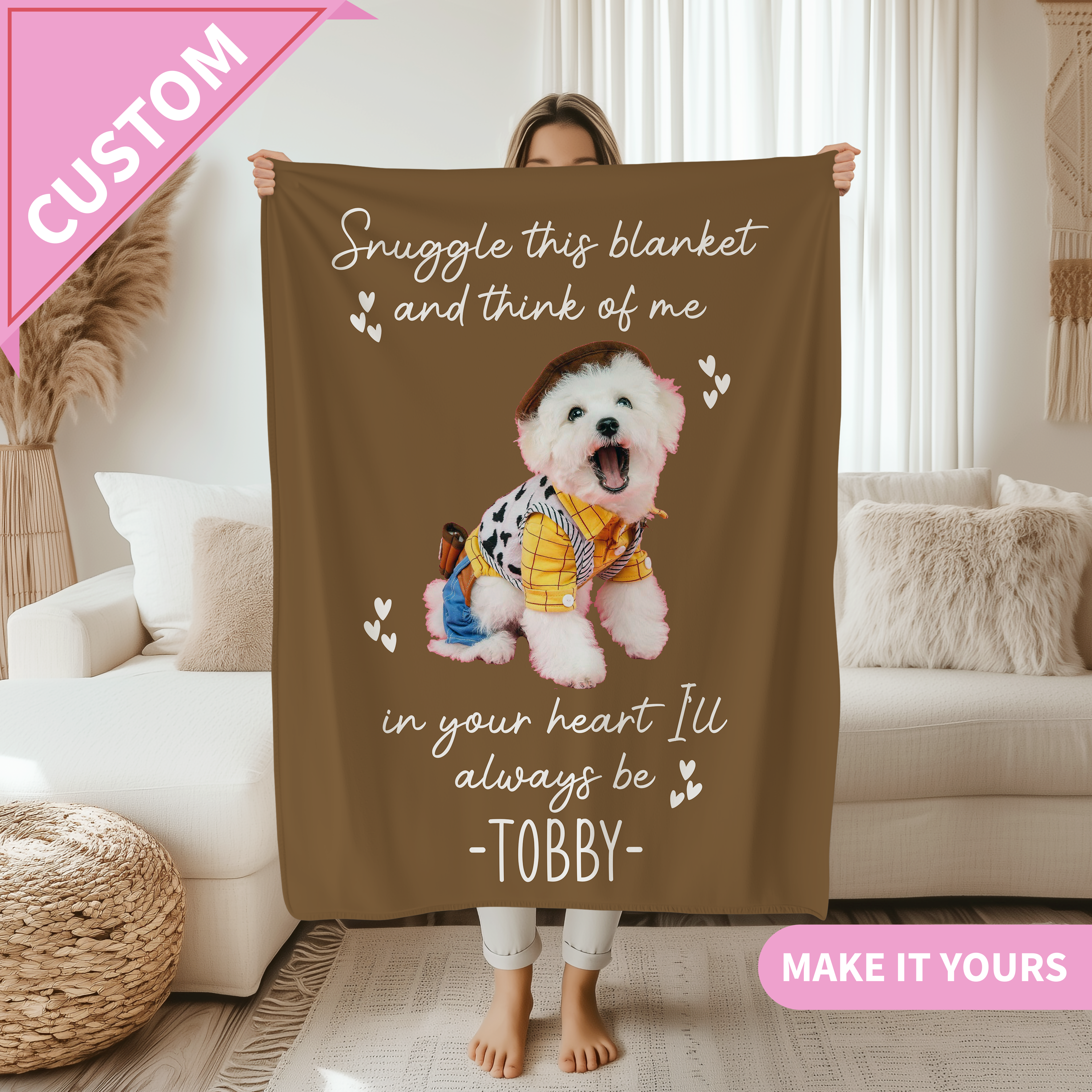 Custom Dog Photo Blanket Pet Memory Gift Blanket