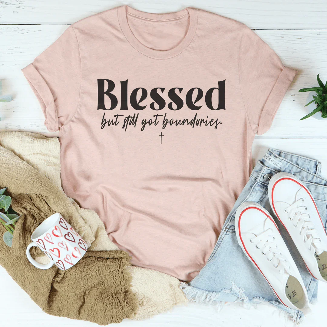 Blessed But Still Got Boundaries Tee Heather Prism Peach / S Peachy Sunday T-Shirt