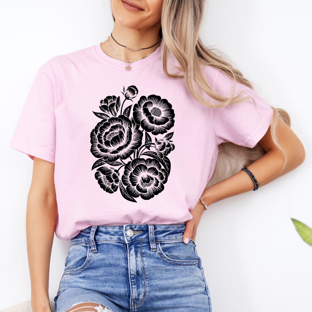 Vintage Linocut Flower Tee