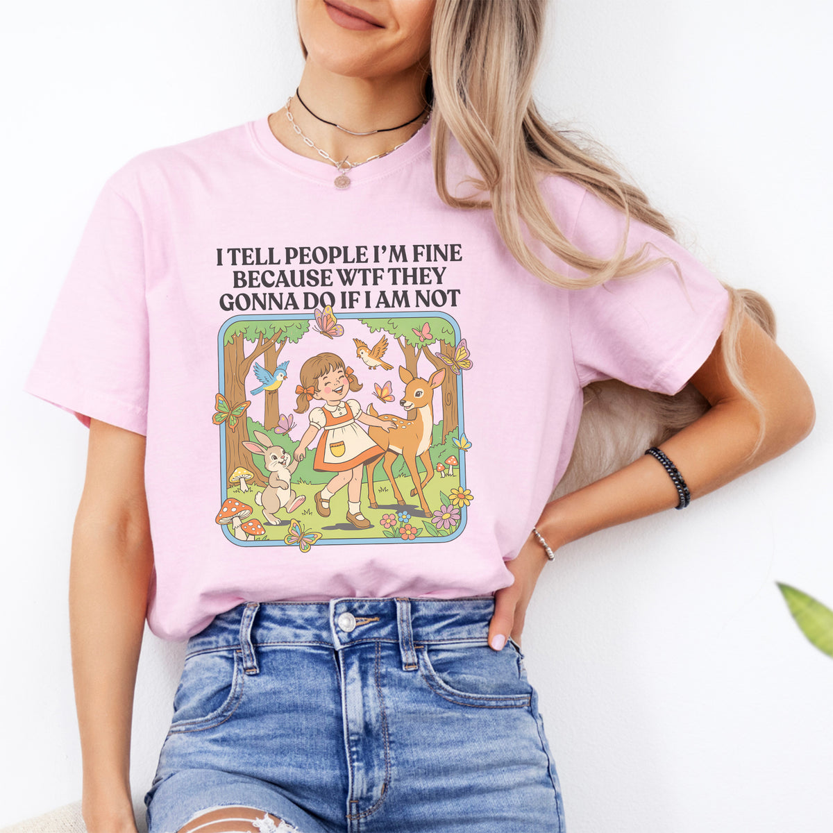 "I Tell People I'm Fine" – Relatable Sarcasm Casual Shirt