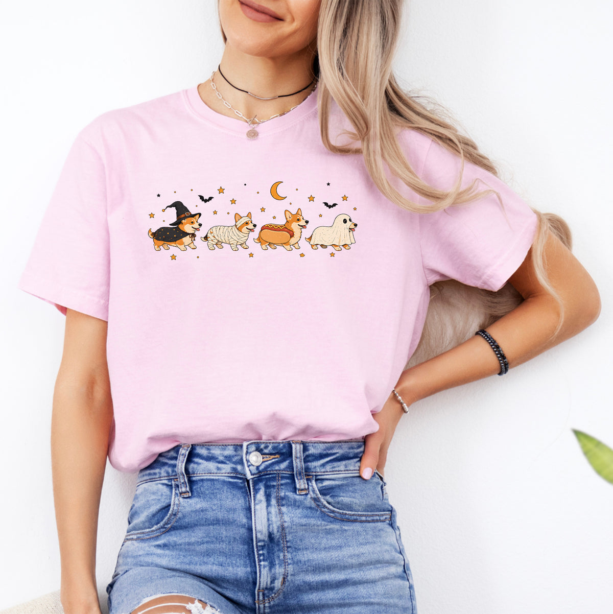 T-Shirt mit Halloween-Corgi-Kostümen