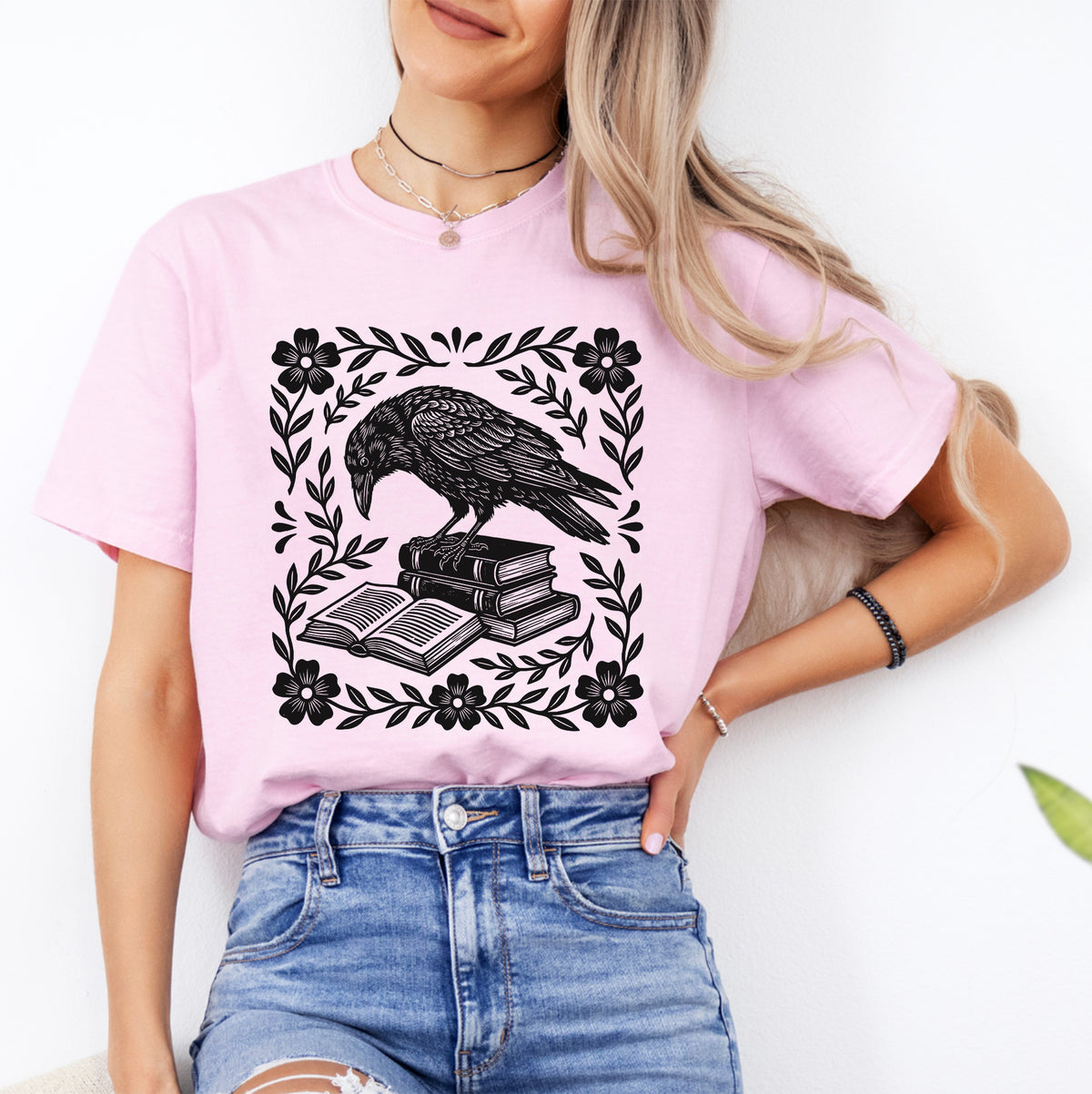 Bookish Raven Linocut Tee