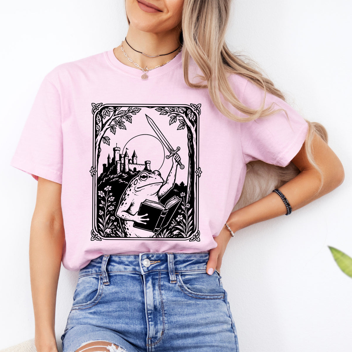 "We Read at Dawn" Fantasy Bookworm Graphic Shirt – Warrior Frog Tee