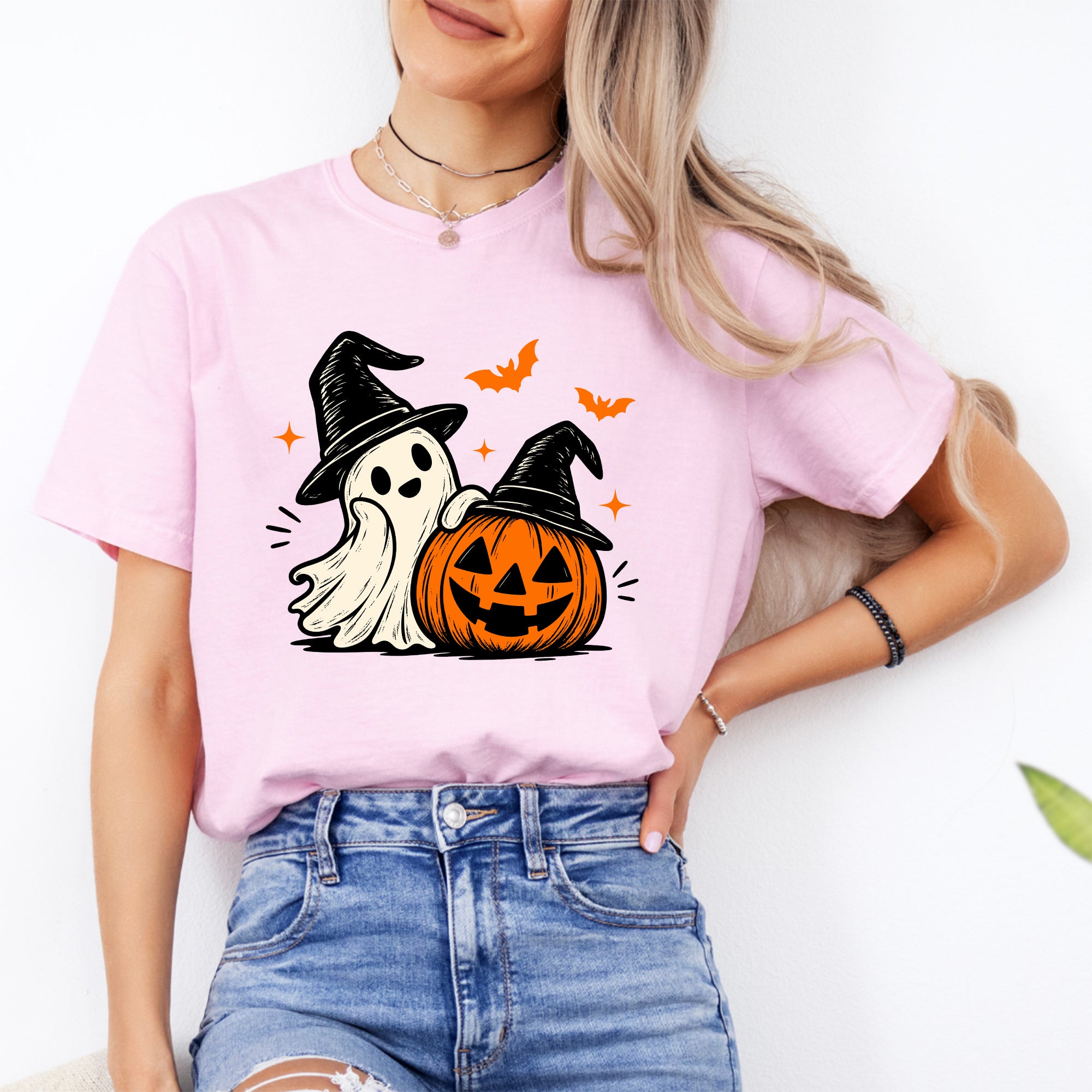 T-Shirt mit gruseligem Geisterkürbis
