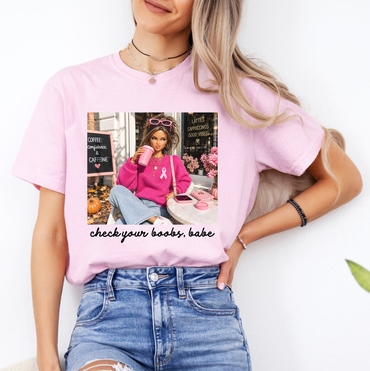 Camiseta «Check Your Boobs Babe» de concienciación sobre el cáncer de mama