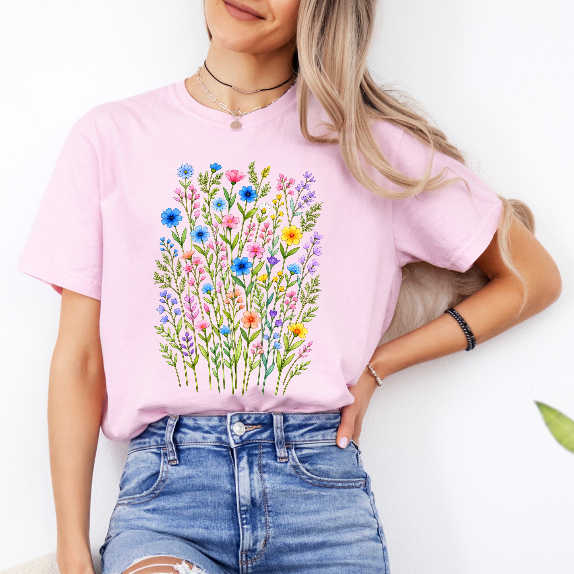 T-Shirt mit Wildblumen im Vintage-Stil