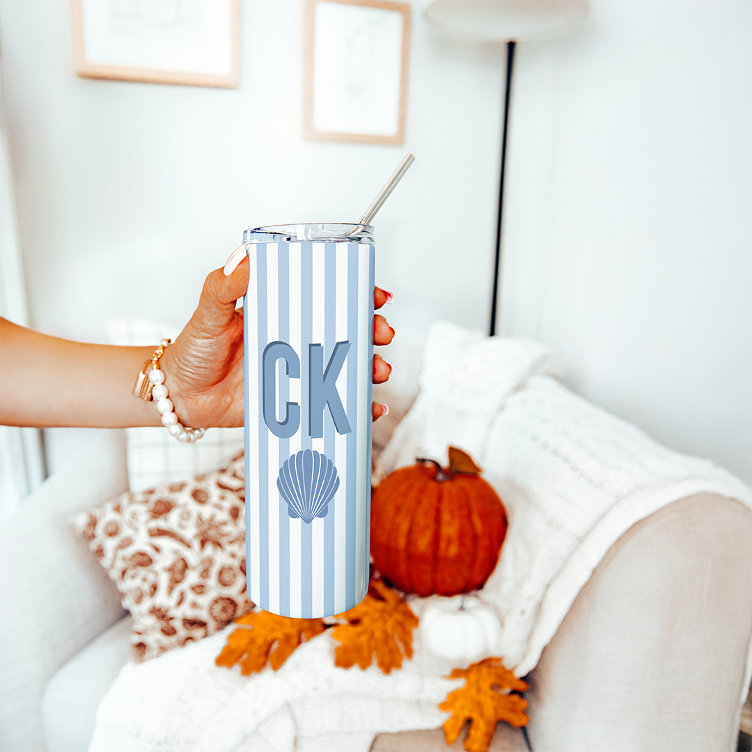 Personalized Striped Beach Girls Tumbler