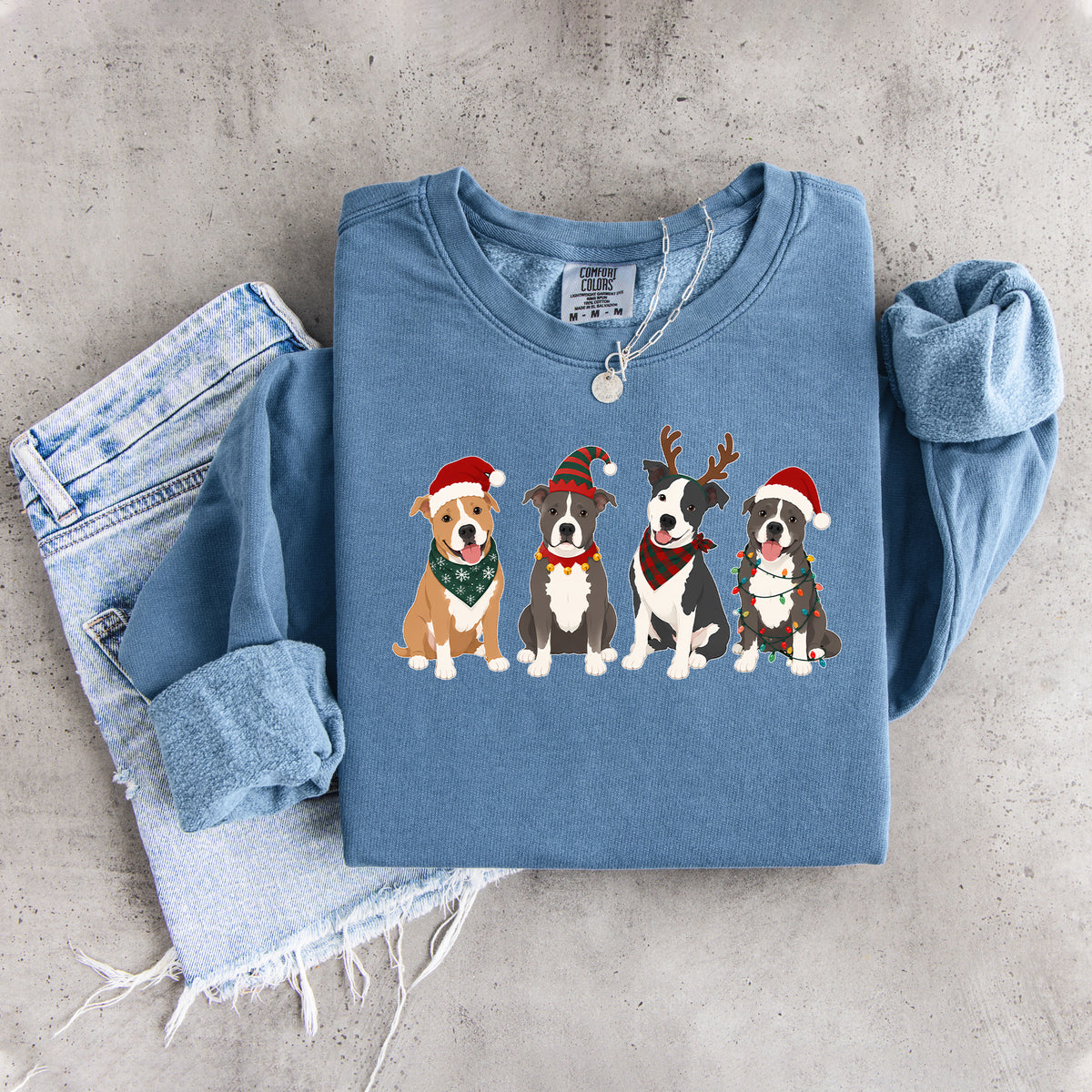 Weihnachtspullover mit Pitbulls