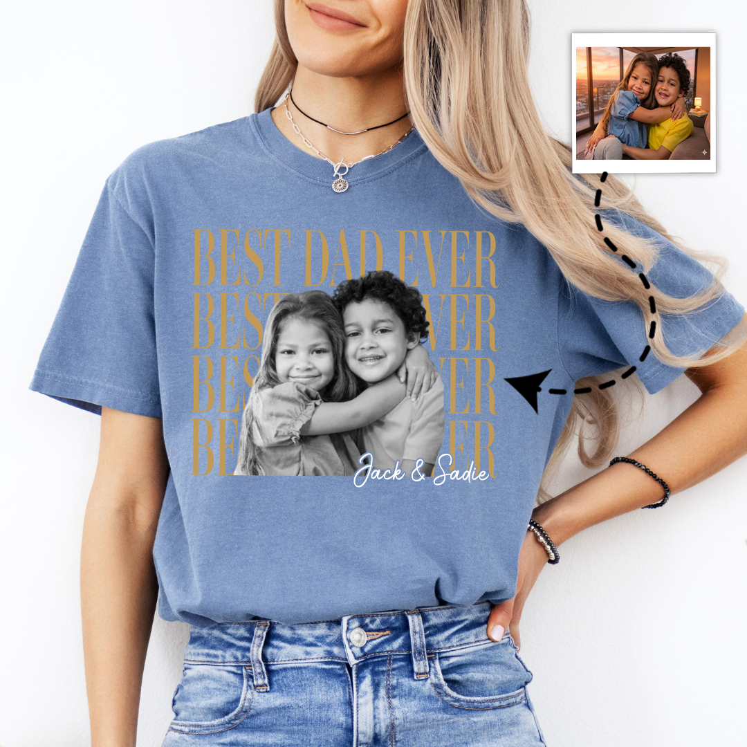 Personalized Best Dad Eve With Kids Photo Tee