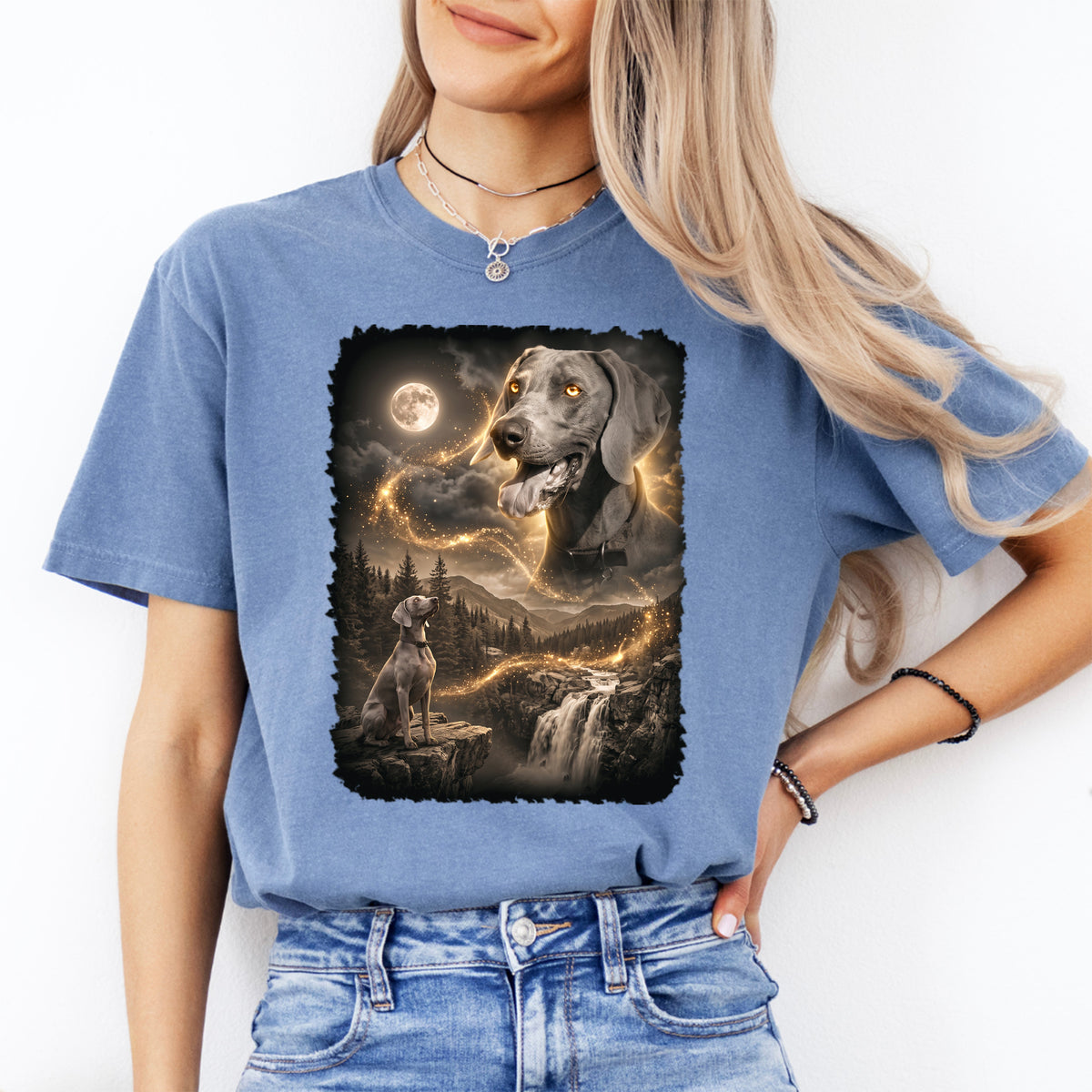T-shirt personnalisé pour animal de compagnie « Chien hurlant à la lune »