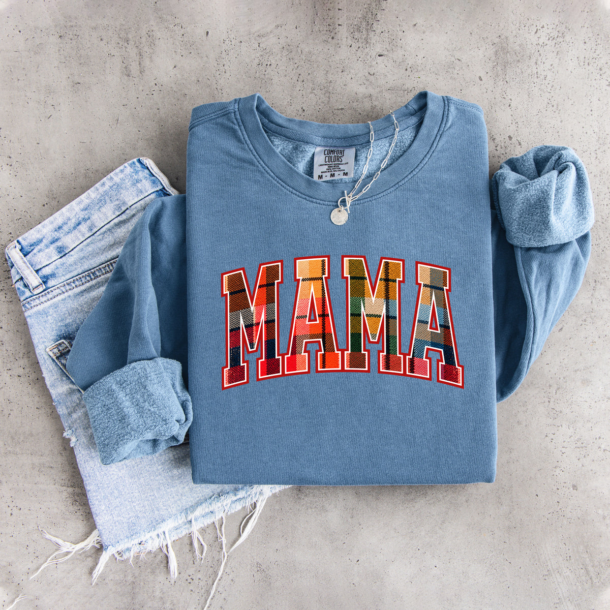 Vintage Fall Plaid Mama Sweatshirt