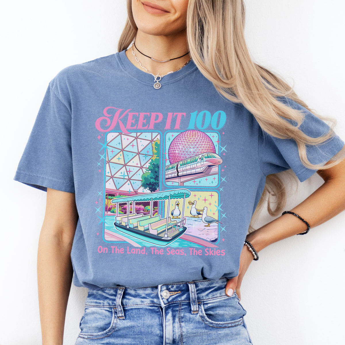 T-shirt inspiré « Keep It 100 The Land The Seas The Skies World Traveler »