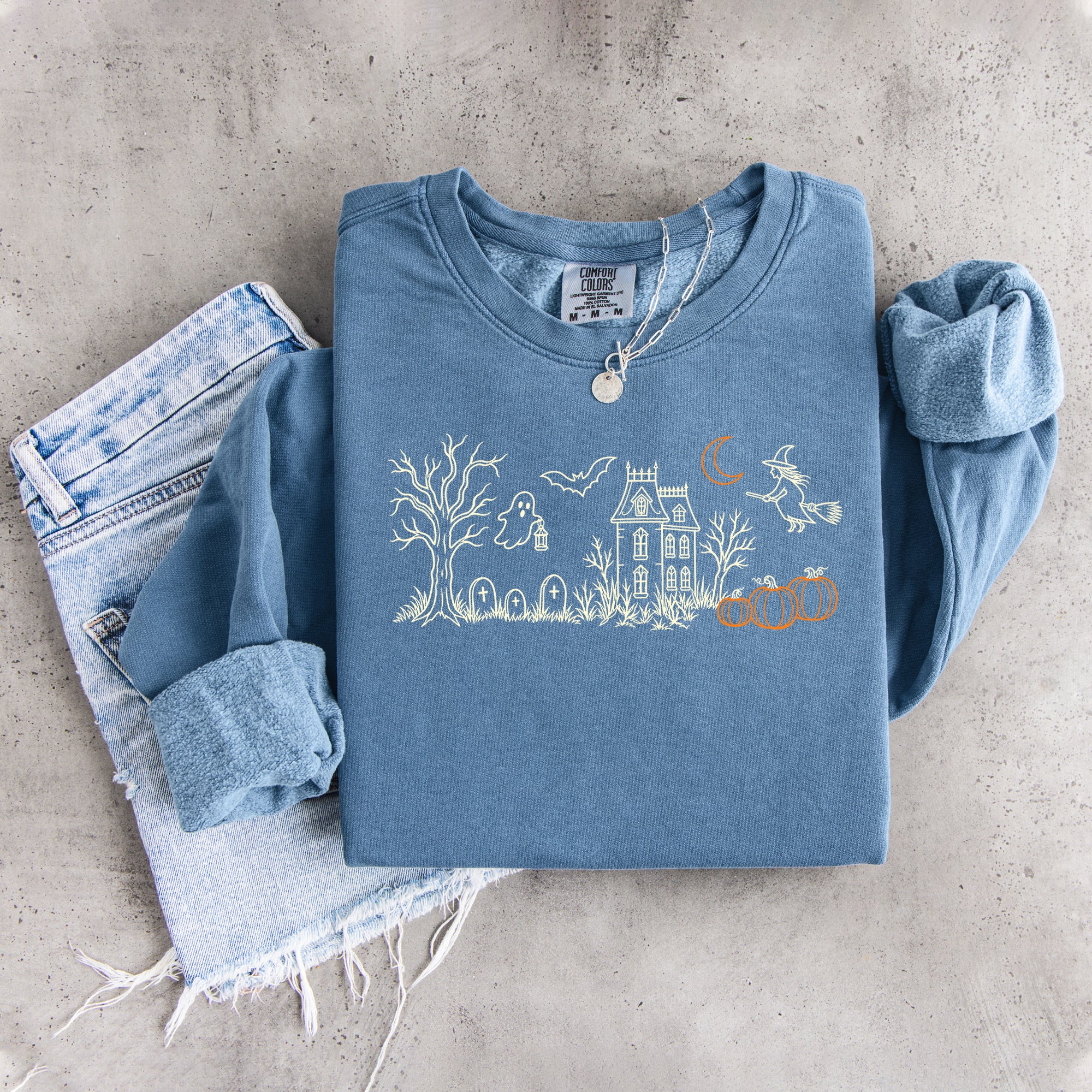 Sweat-shirt brodé « Manoir hanté »