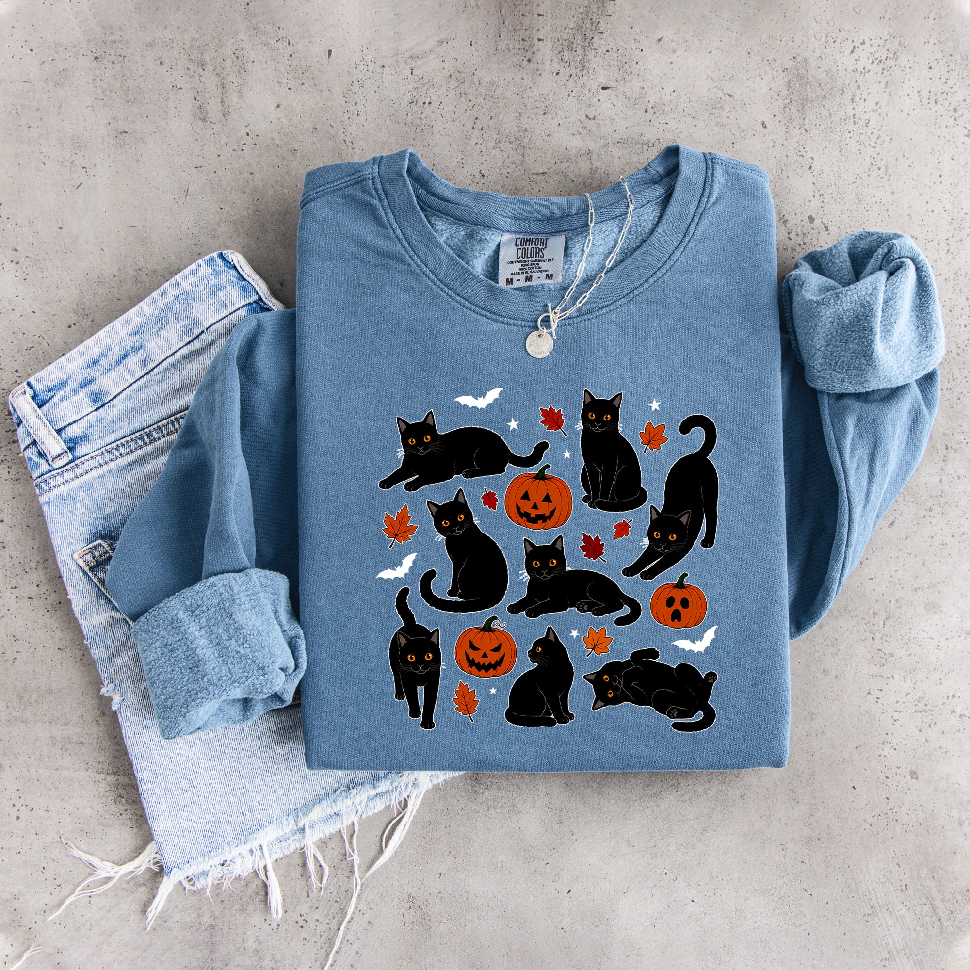 Sudadera de gato otoñal con calabaza