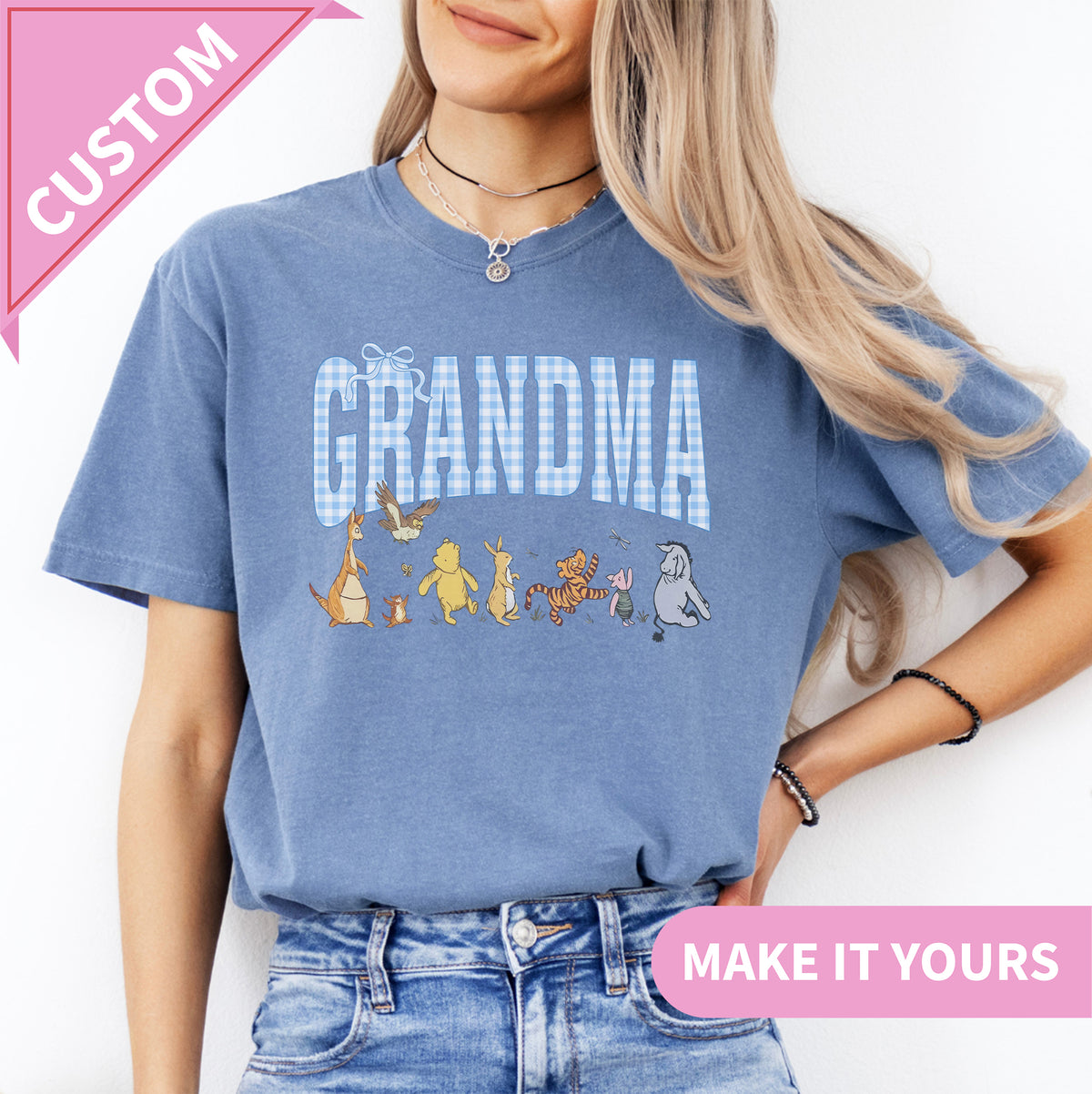 Personalisiertes kariertes Oma-T-Shirt