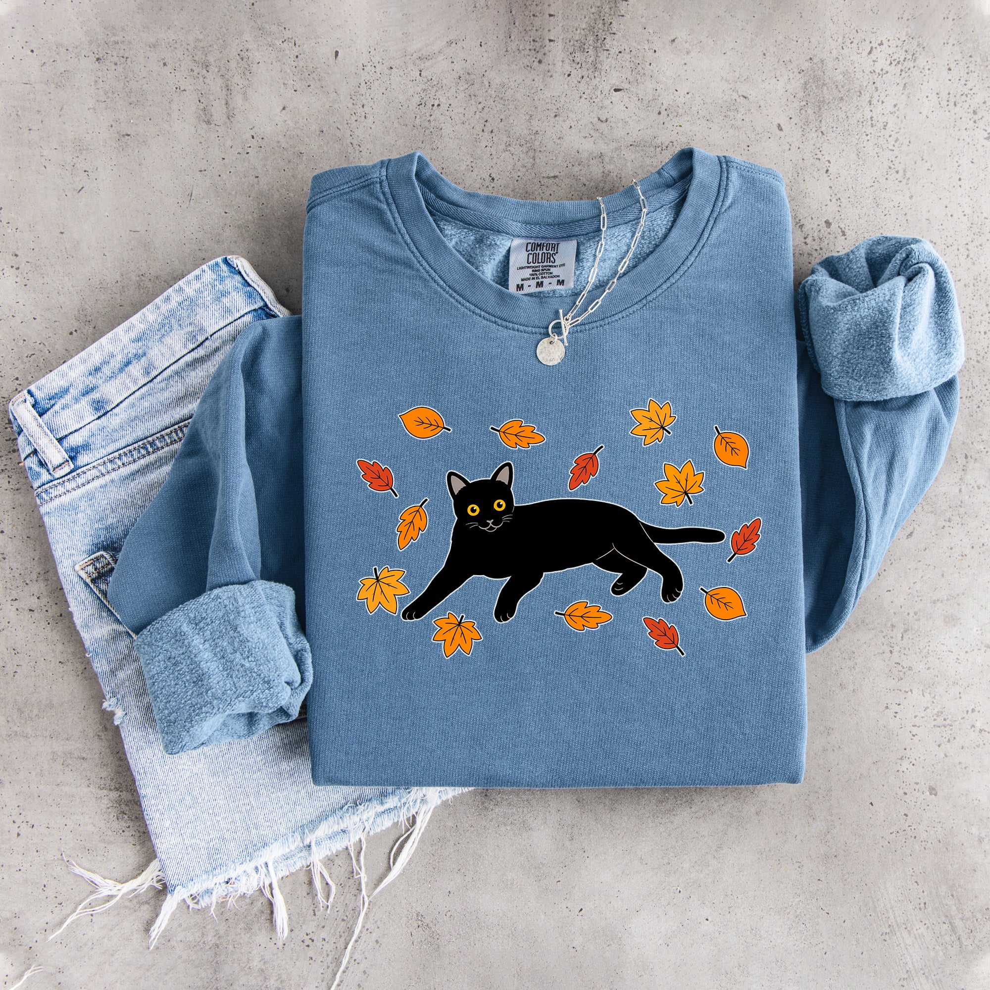 Sudadera otoñal de gato negro
