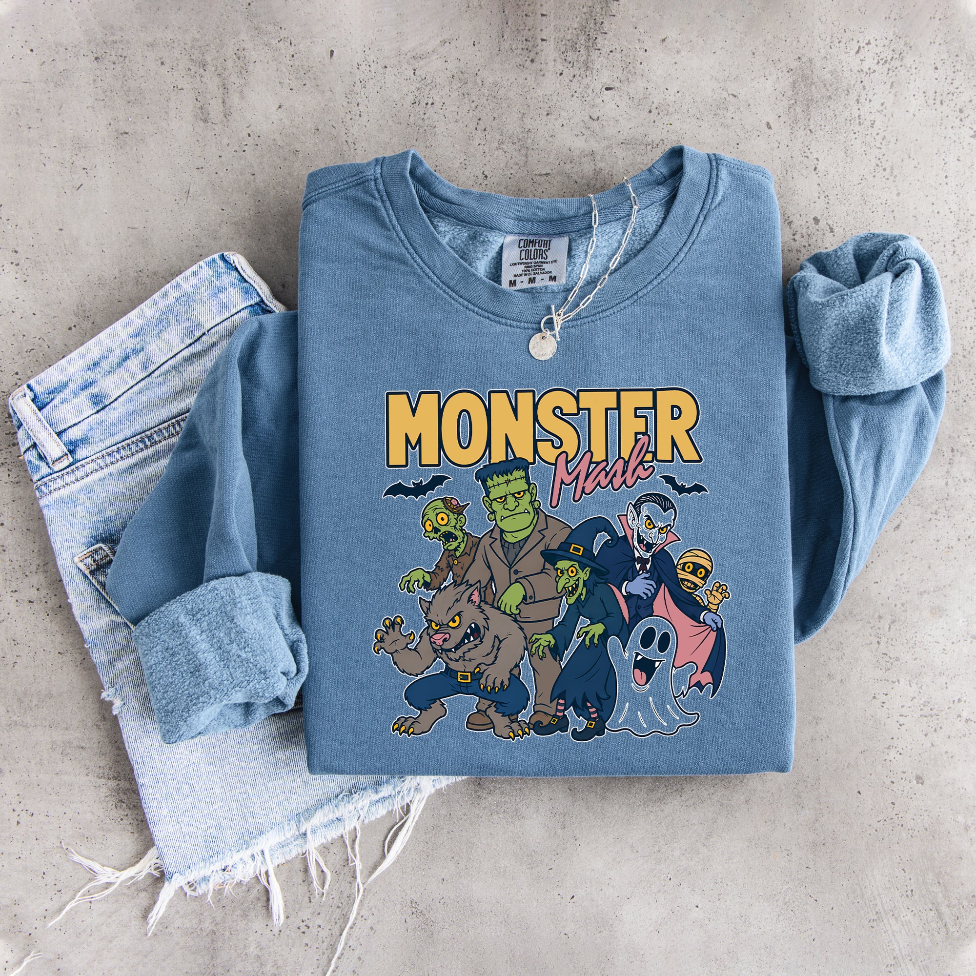 Retro-Halloween-Sweatshirt „Monster Mash“