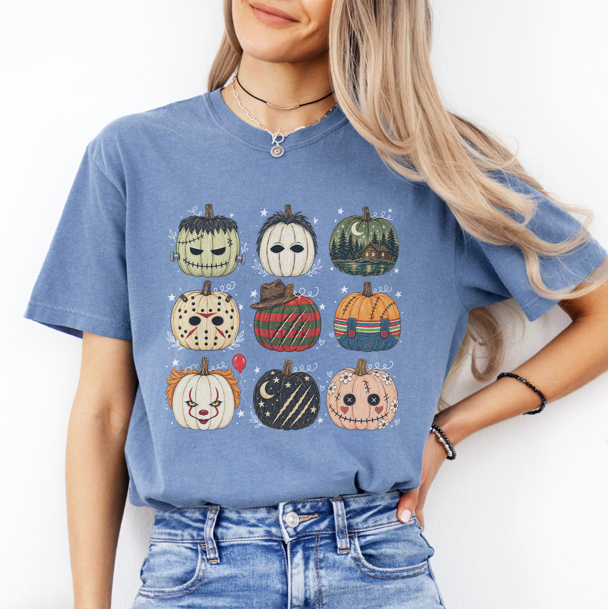 Gruseliges Slasher-T-Shirt mit Filmmotiv – „Horror Character Pumpkin“