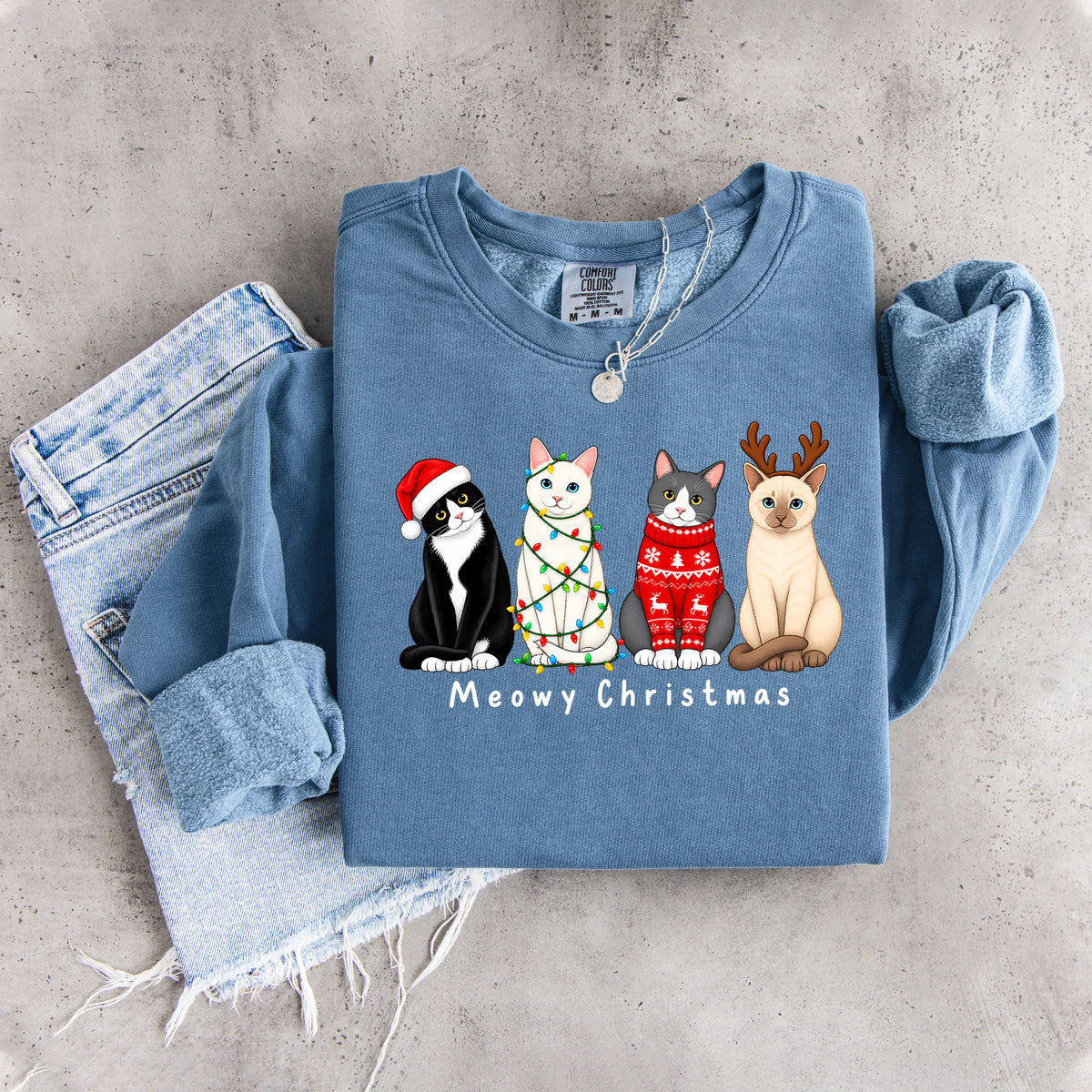 „Meowy Christmas“-Sweatshirt