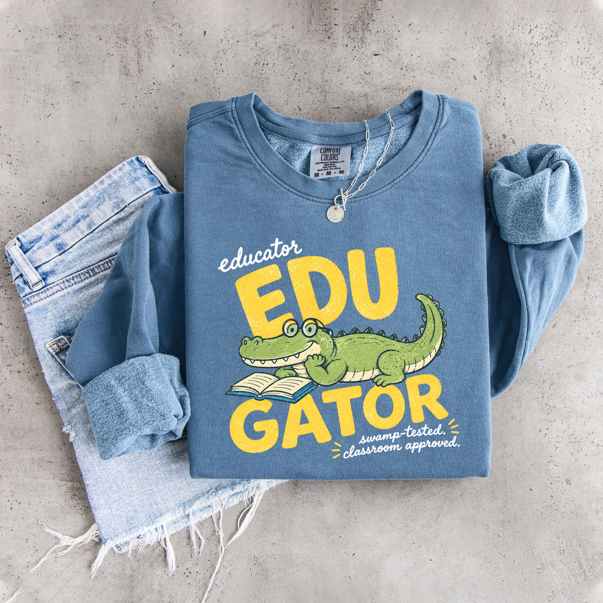 Edu Gator Retro-Alligator-Lehrer-Sweatshirt mit Grafik