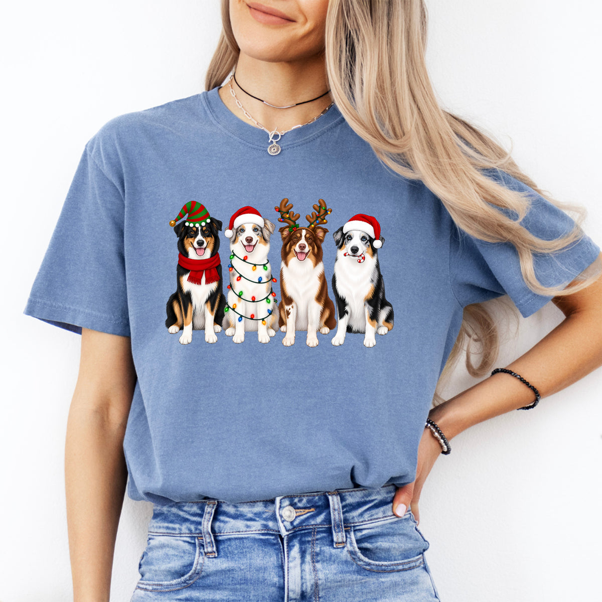 Weihnachtsshirt mit Australian Shepherd
