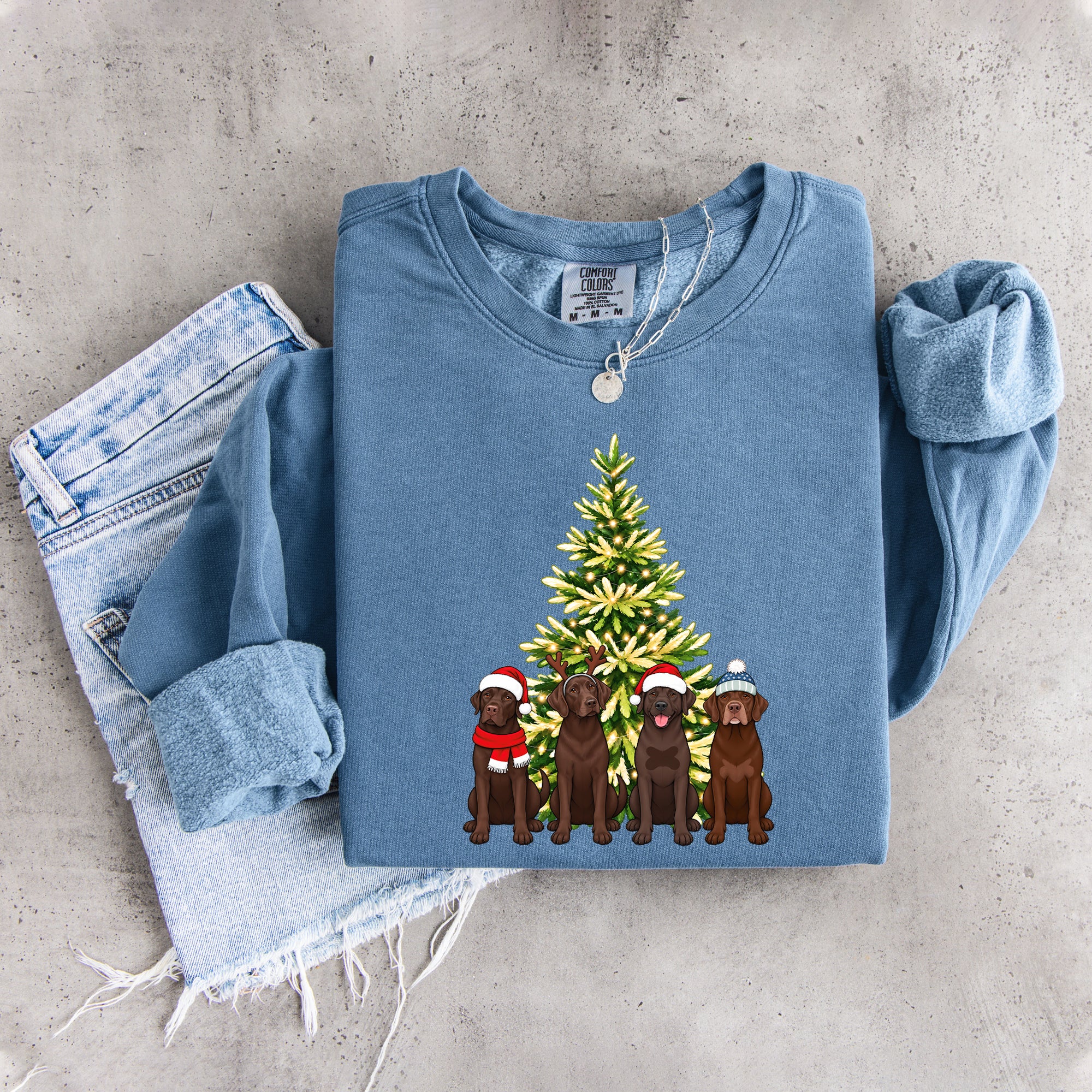 Sudadera navideña de labrador marrón