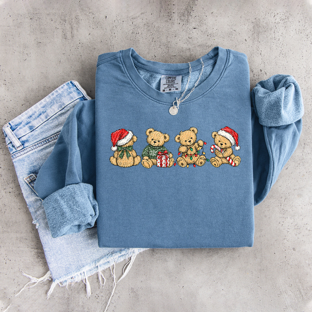 Sudadera de ositos de peluche navideños antiguos
