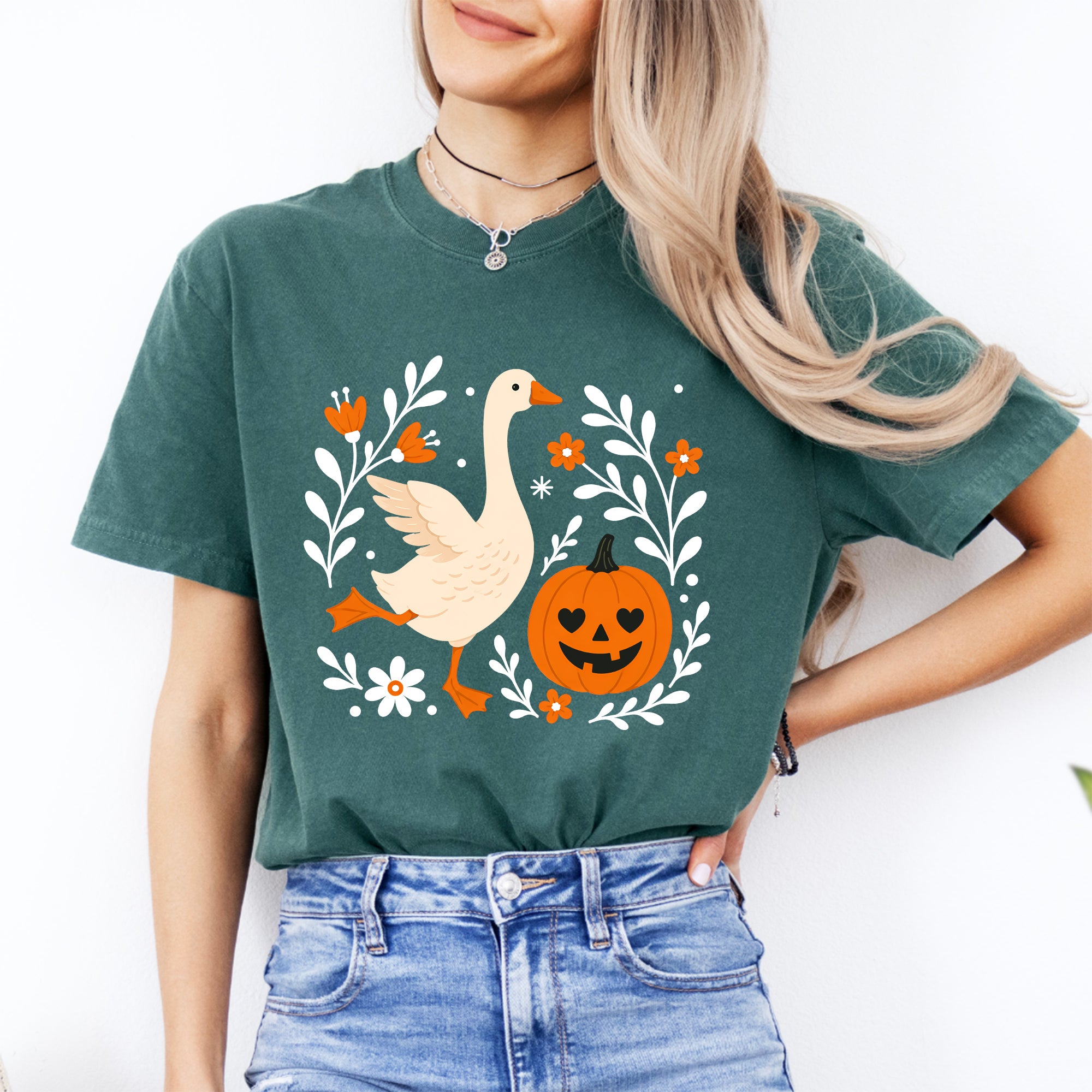 Camiseta de ganso floral otoñal