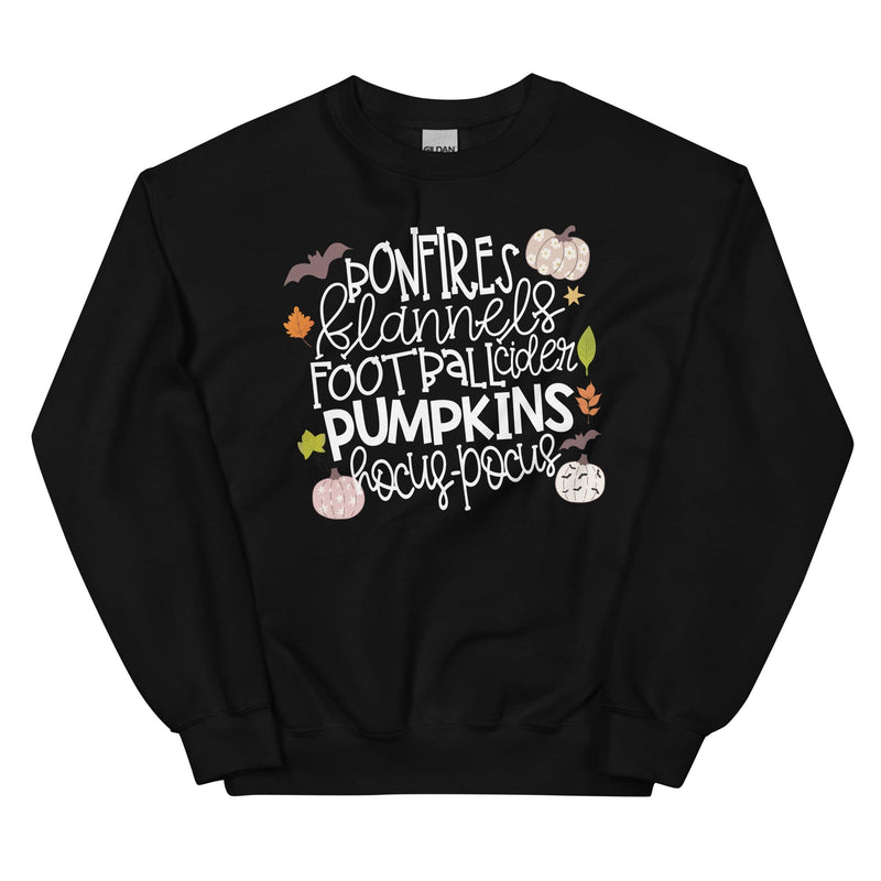Bonfires Flannels Football Cider Pumpkins Hocus Pocus Sweatshirt Black / S Peachy Sunday T-Shirt