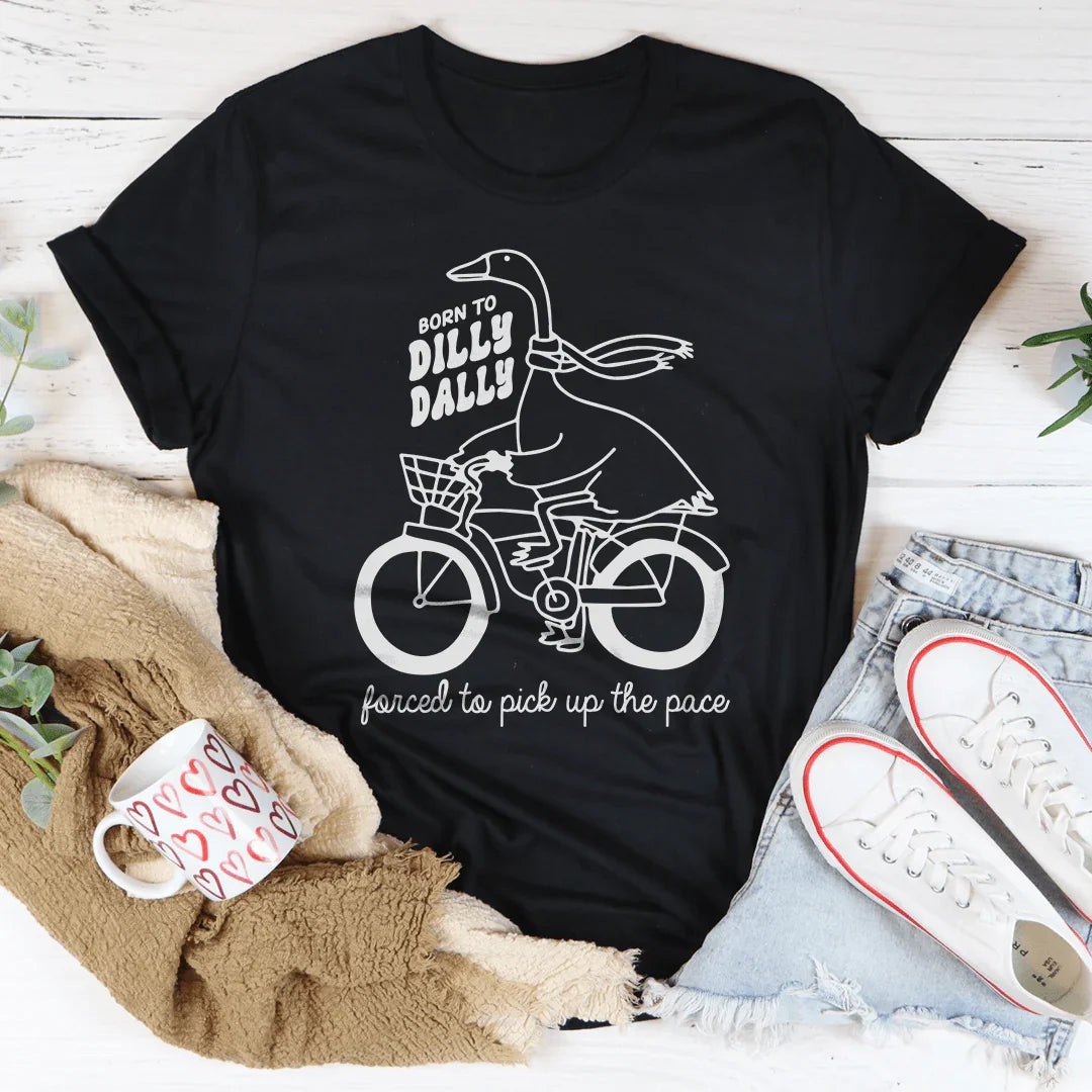 Born To Dilly Dally Forced To Pick Up The Pace Tee Black Heather / S Peachy Sunday T-Shirt