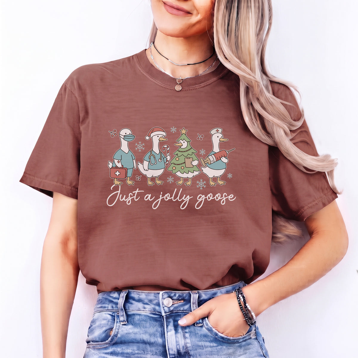 „Just A Jolly Goose“ – Verspieltes Feiertags-Top mit Tiermotiv