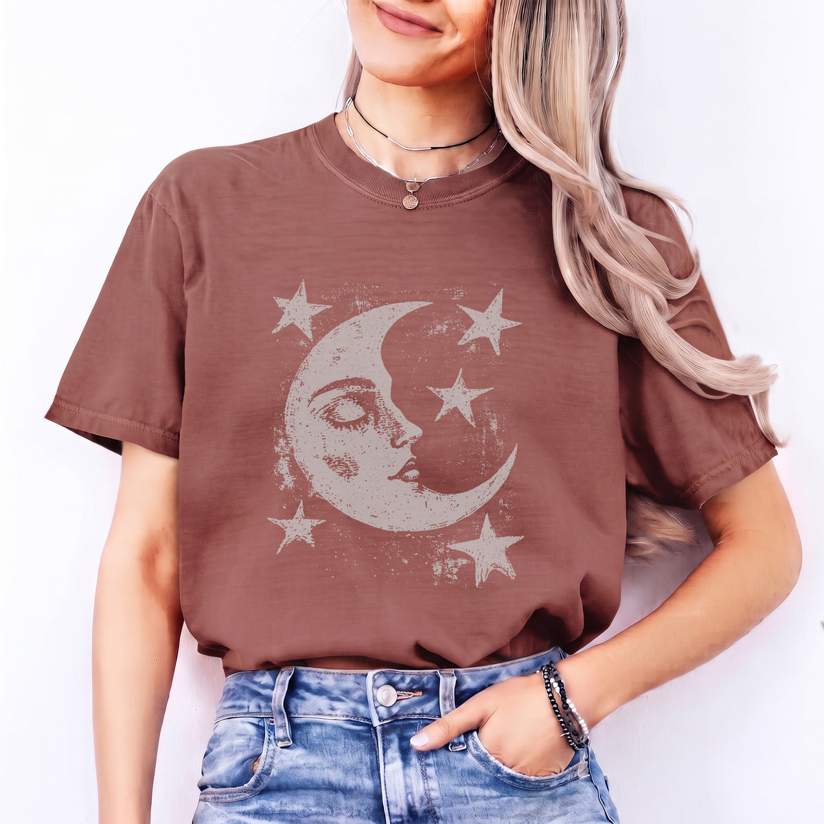 T-shirt Lune et étoiles célestes