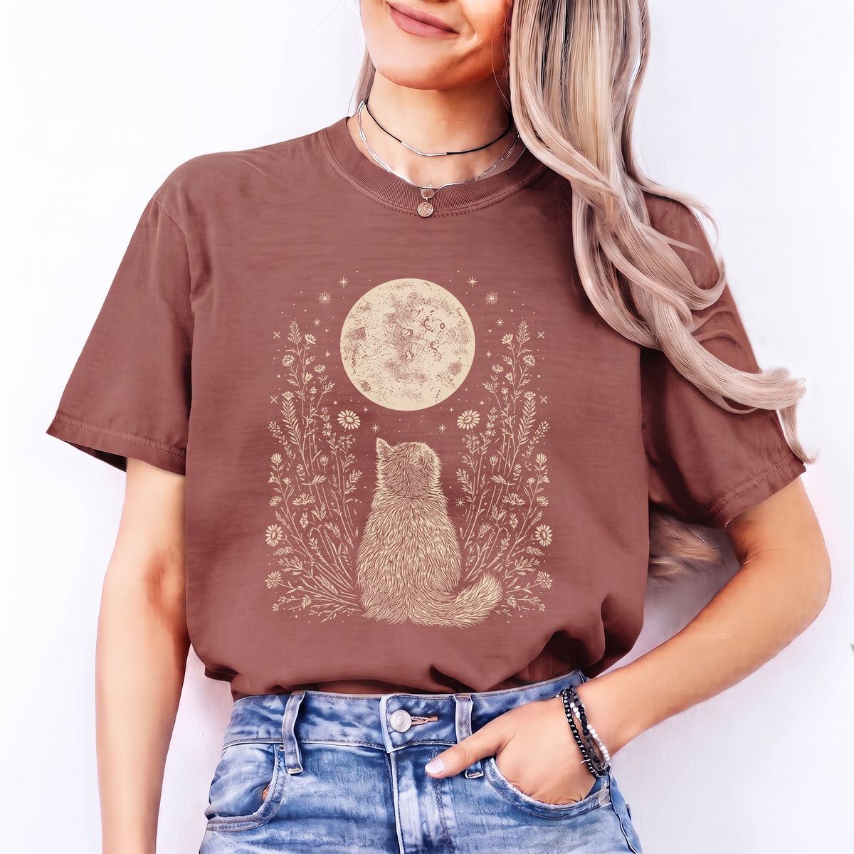 Celestial Cat Moon Tee
