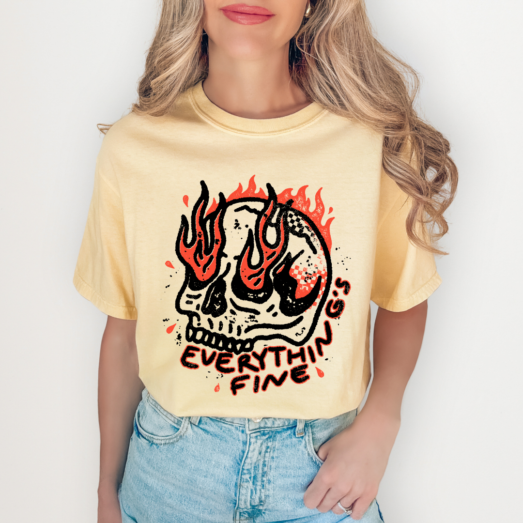 Everything Is Fine Skull Tank Top Tee