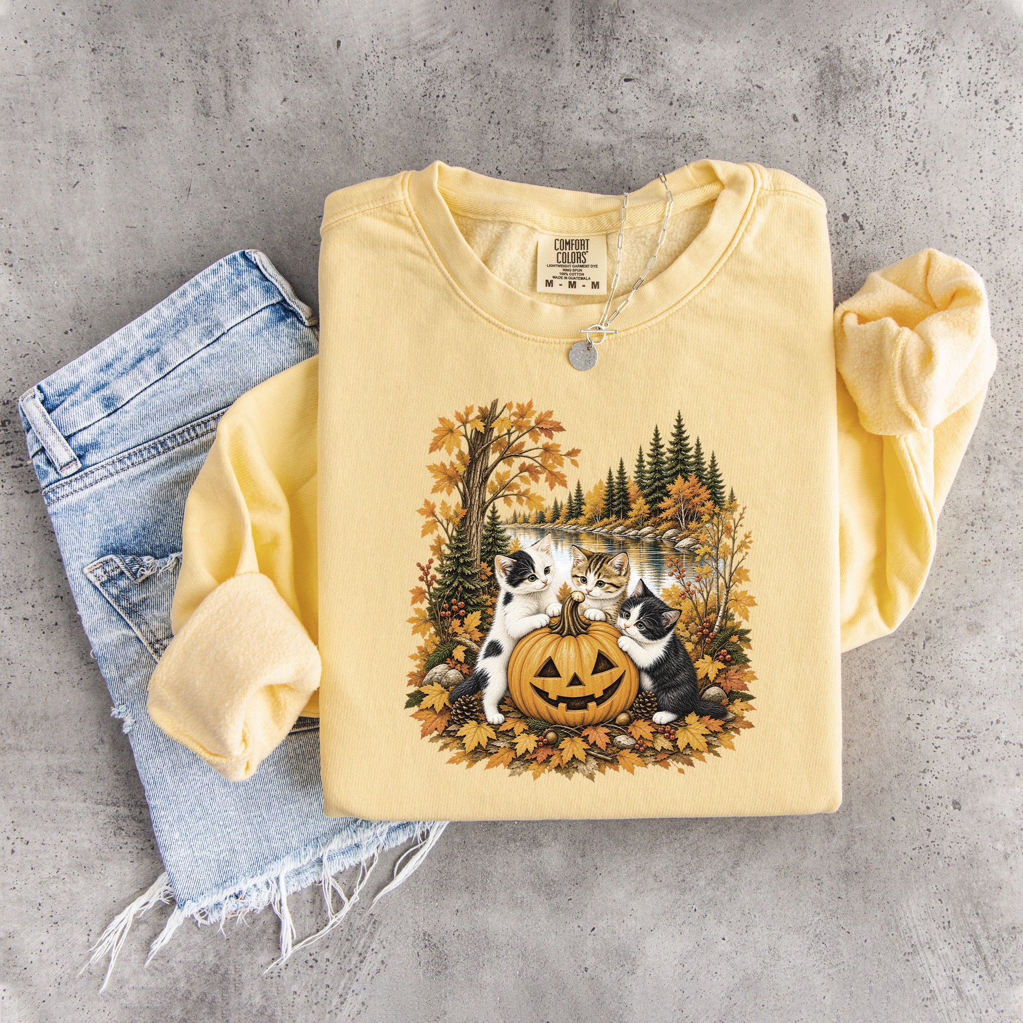 Vintage-90er-Katzen-Halloween-Sweatshirt