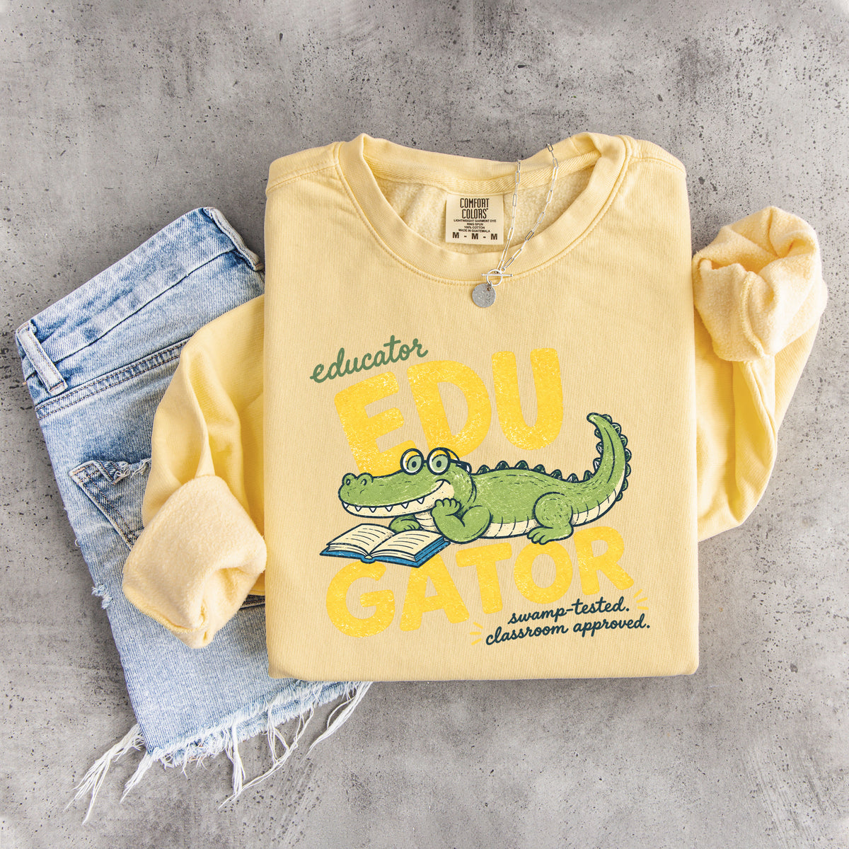 Edu Gator Retro-Alligator-Lehrer-Sweatshirt mit Grafik