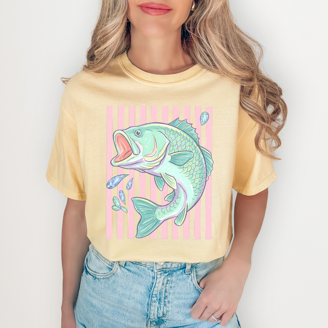 Retro Pastel Bass Fish Tee