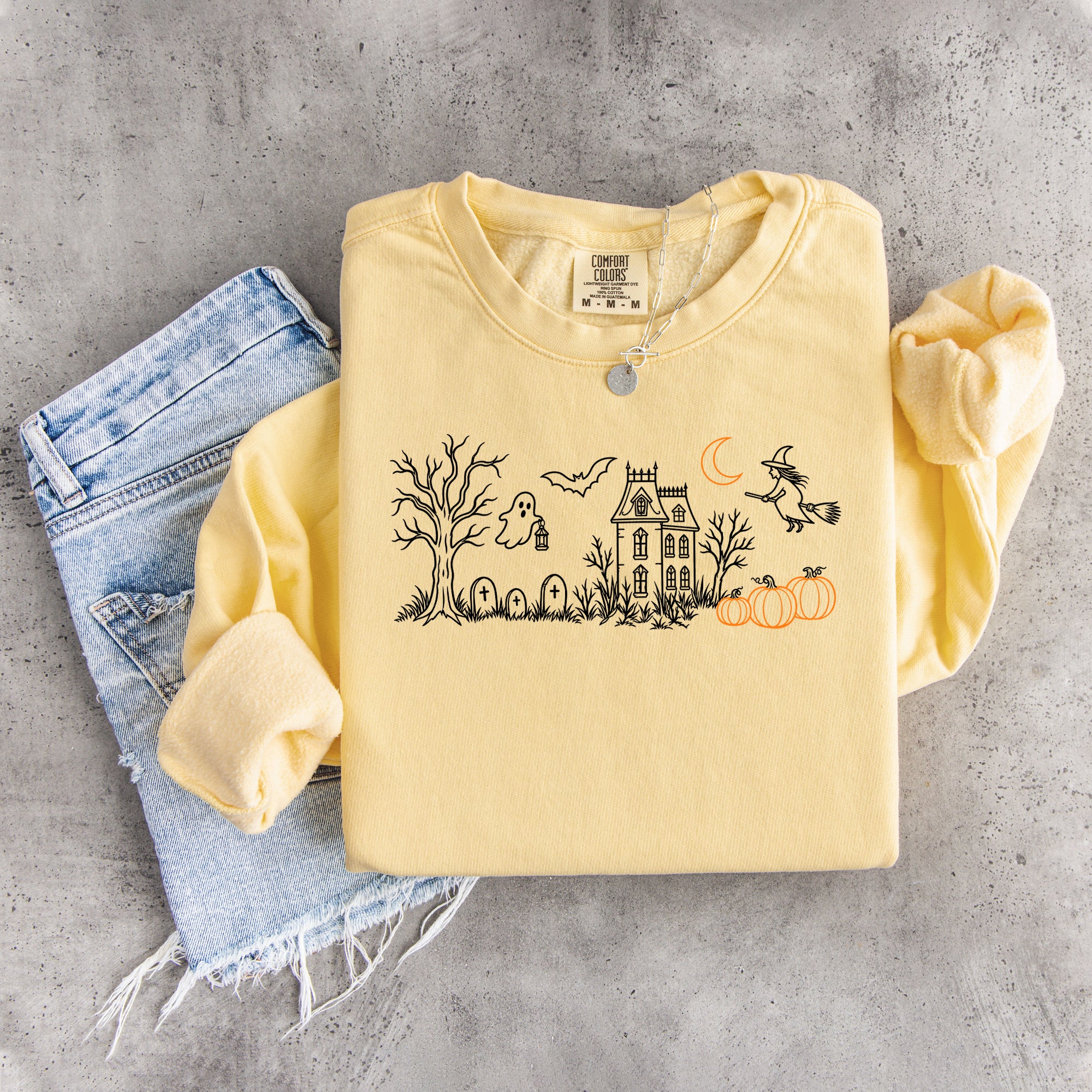 Sweat-shirt brodé « Manoir hanté »