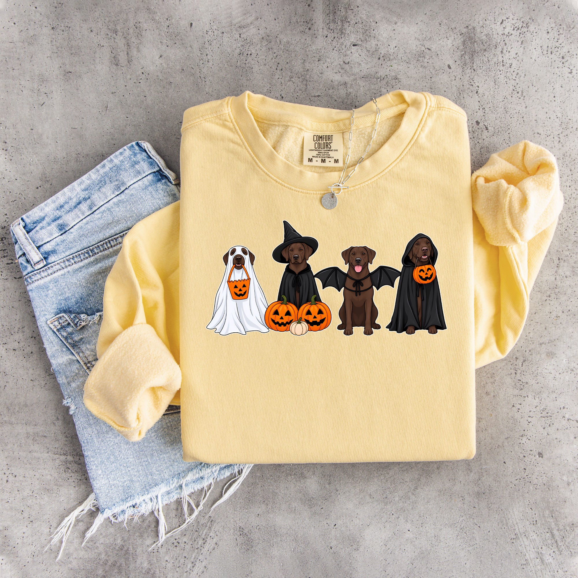 Halloween-Sweatshirt mit braunem Labrador