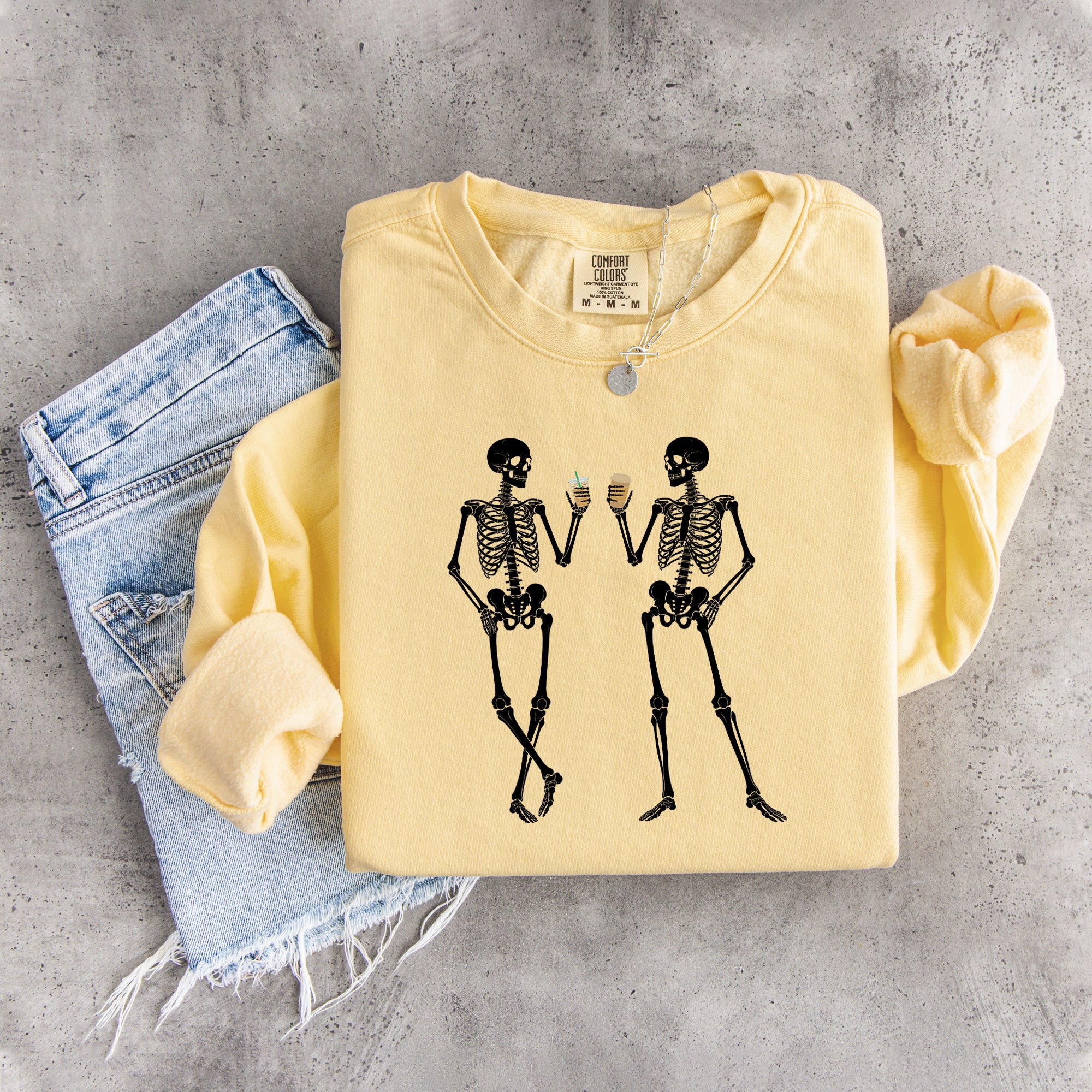 Skeleton Drinking Coffee Sweatshirt