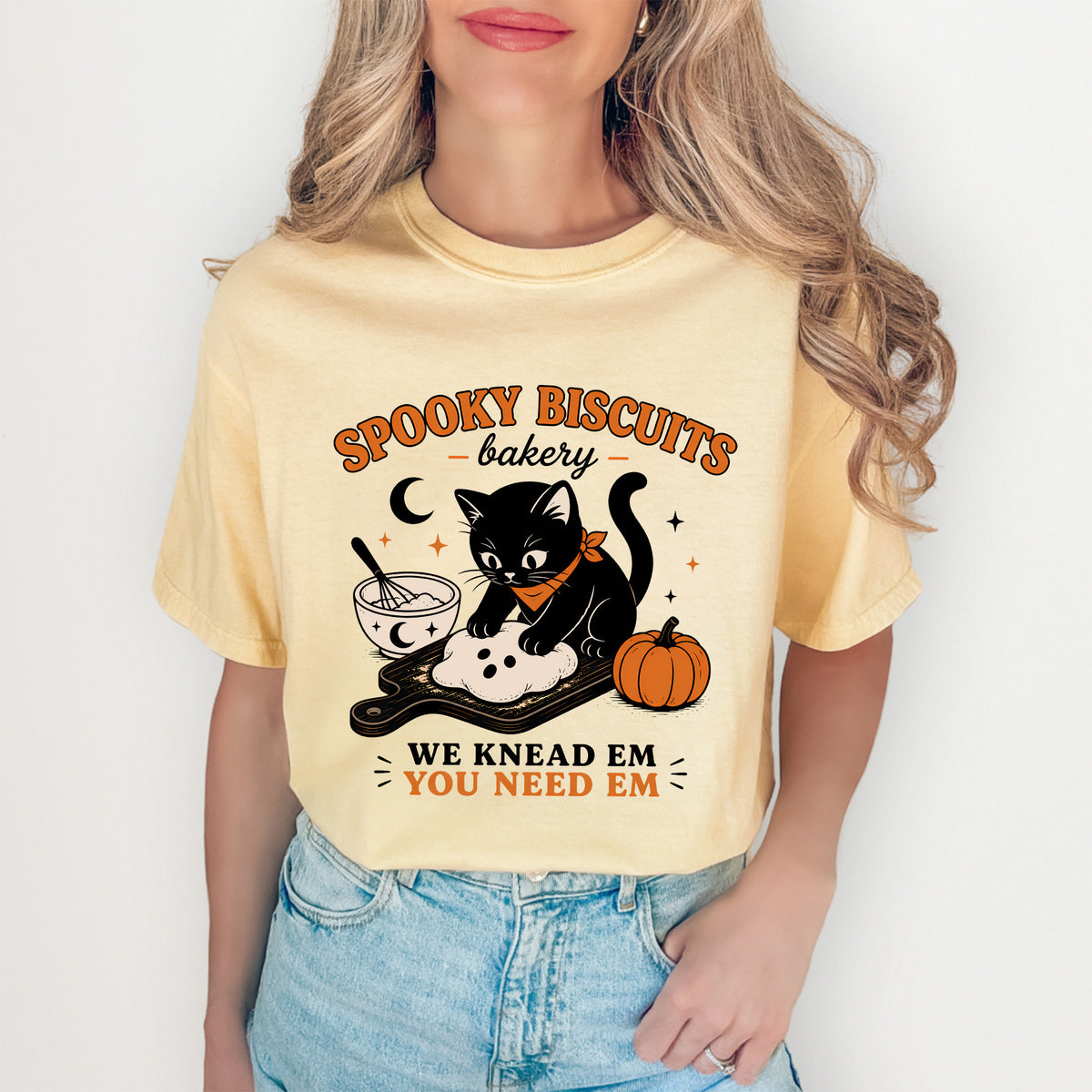 Retro Spooky Biscuits Graphic Shirt – "We Knead 'Em You Need 'Em"
