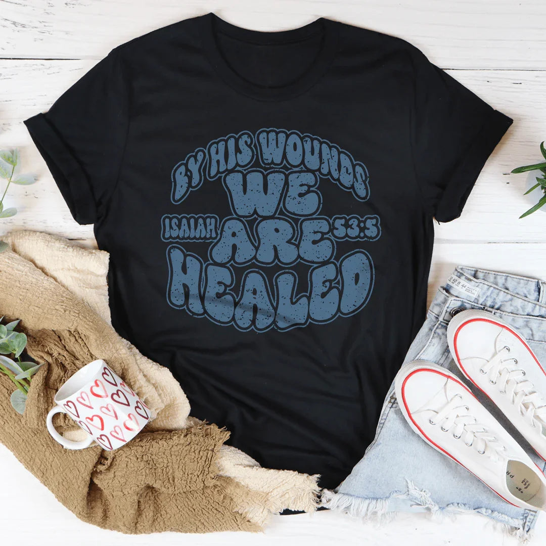 By His Wounds We Are Healed Tee Black Heather / S Peachy Sunday T-Shirt