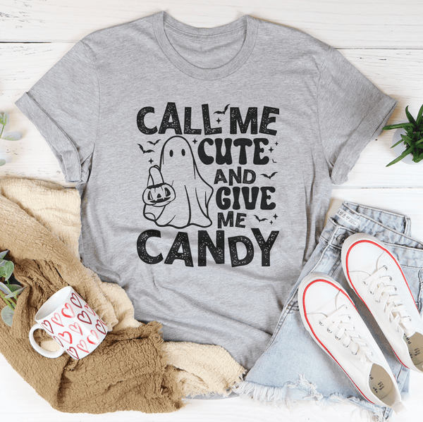 Call Me Cute and Give Me Candy Tee Athletic Heather / S Peachy Sunday T-Shirt