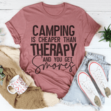 Camping Is Cheaper Than Therapy And You Get Smores Tee Mauve / S Peachy Sunday T-Shirt