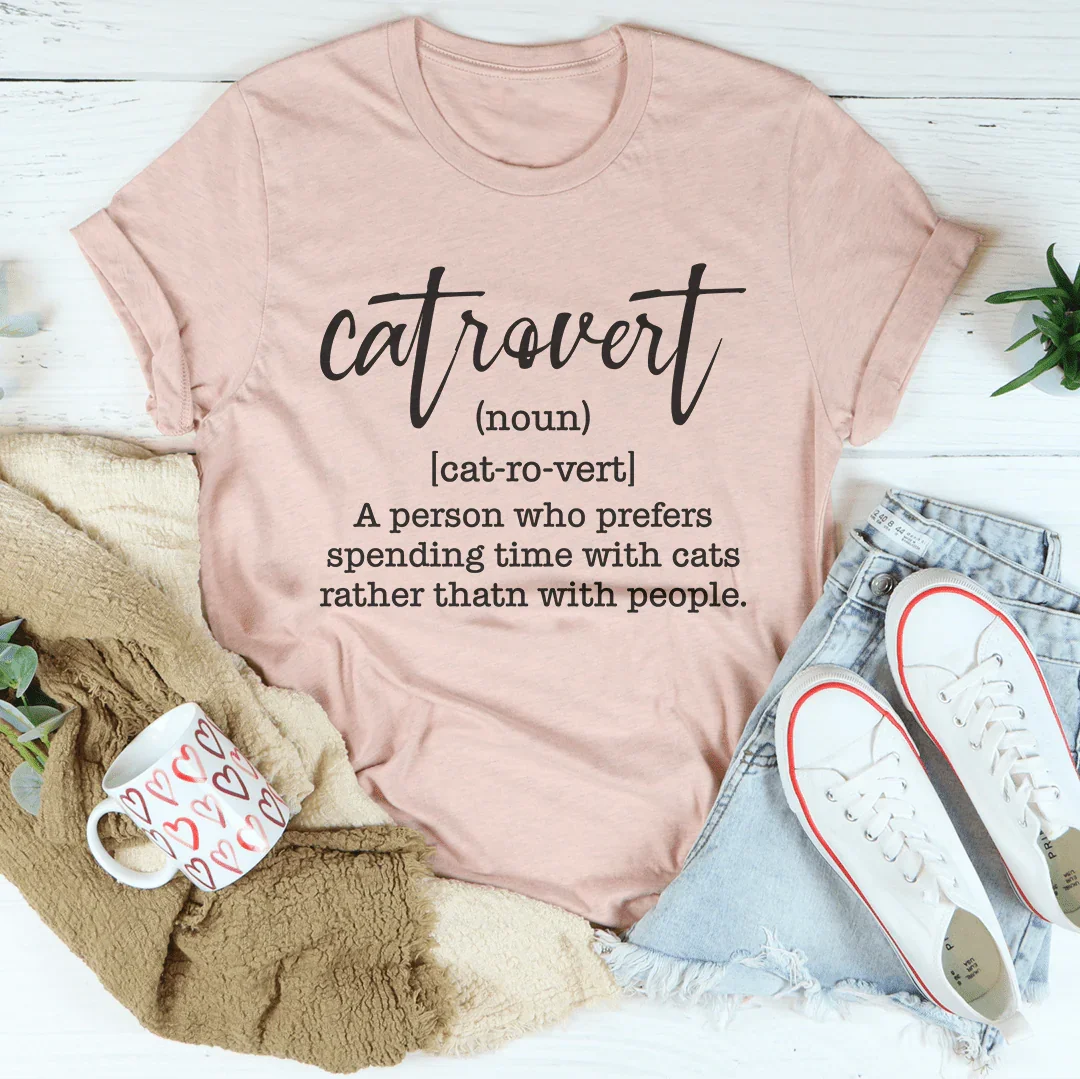 Catrovert A Person Who Prefers Spending Time Tee Heather Prism Peach / S Peachy Sunday T-Shirt