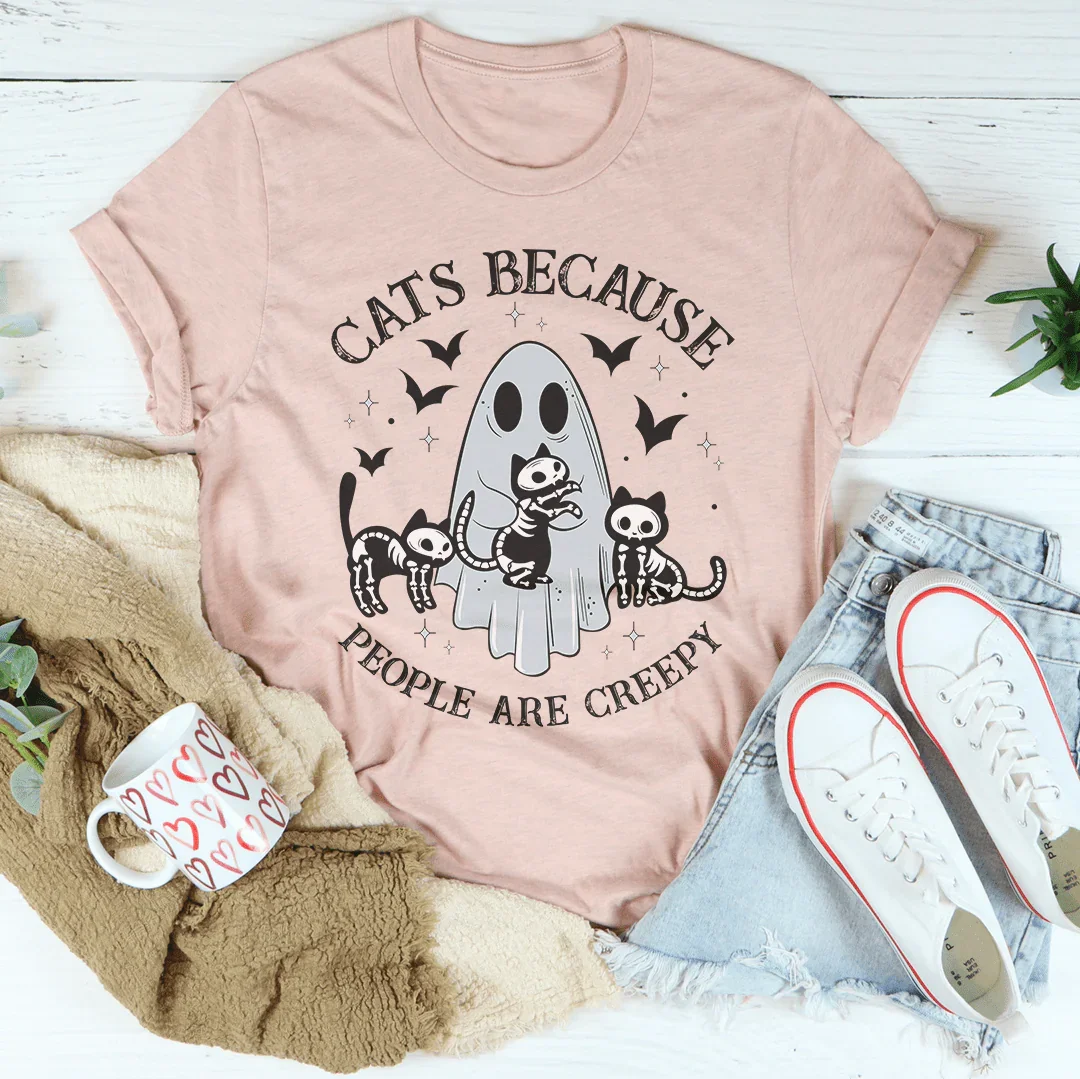 Cats Because People Are Creepy Tee Heather Prism Peach / S Peachy Sunday T-Shirt