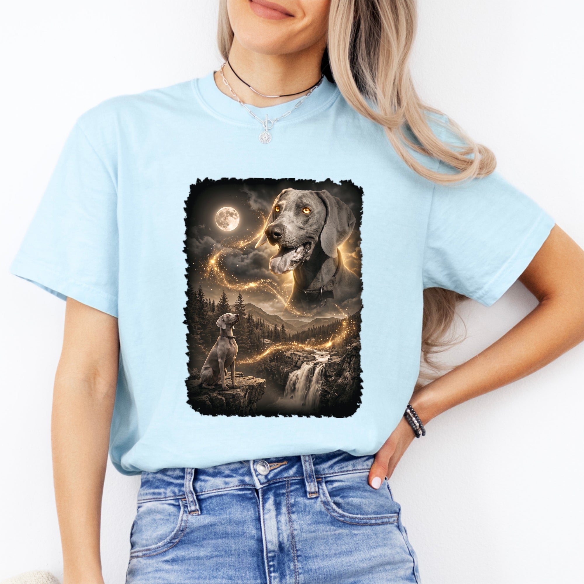 T-shirt personnalisé pour animal de compagnie « Chien hurlant à la lune »