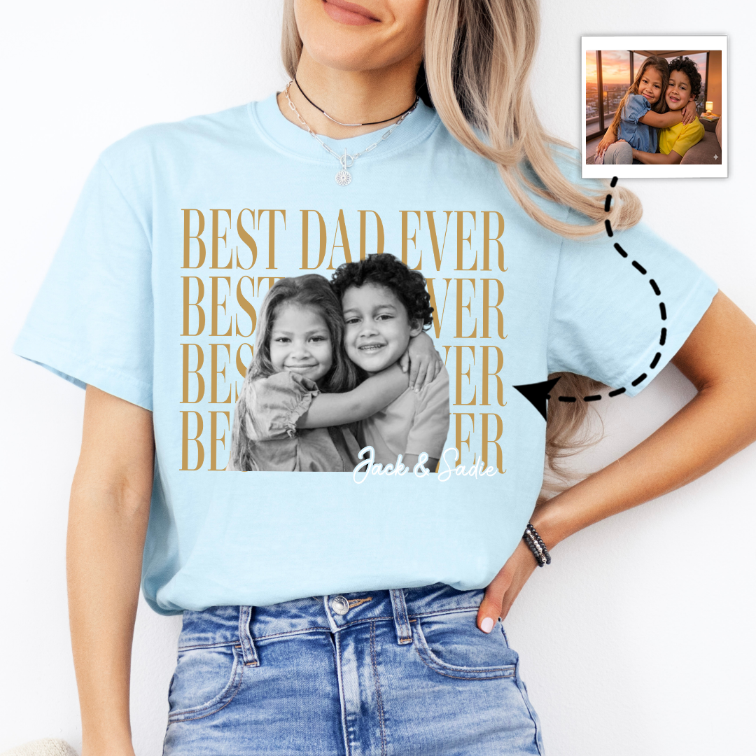 Personalized Best Dad Eve With Kids Photo Tee