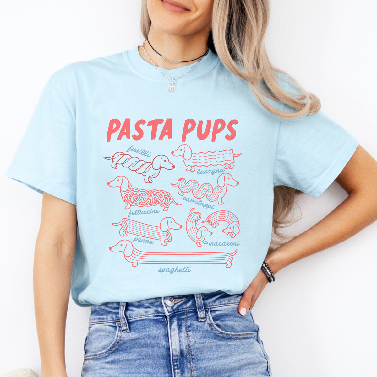 Niedliches T-Shirt für Hundefans und Feinschmecker – „Pasta Pups“