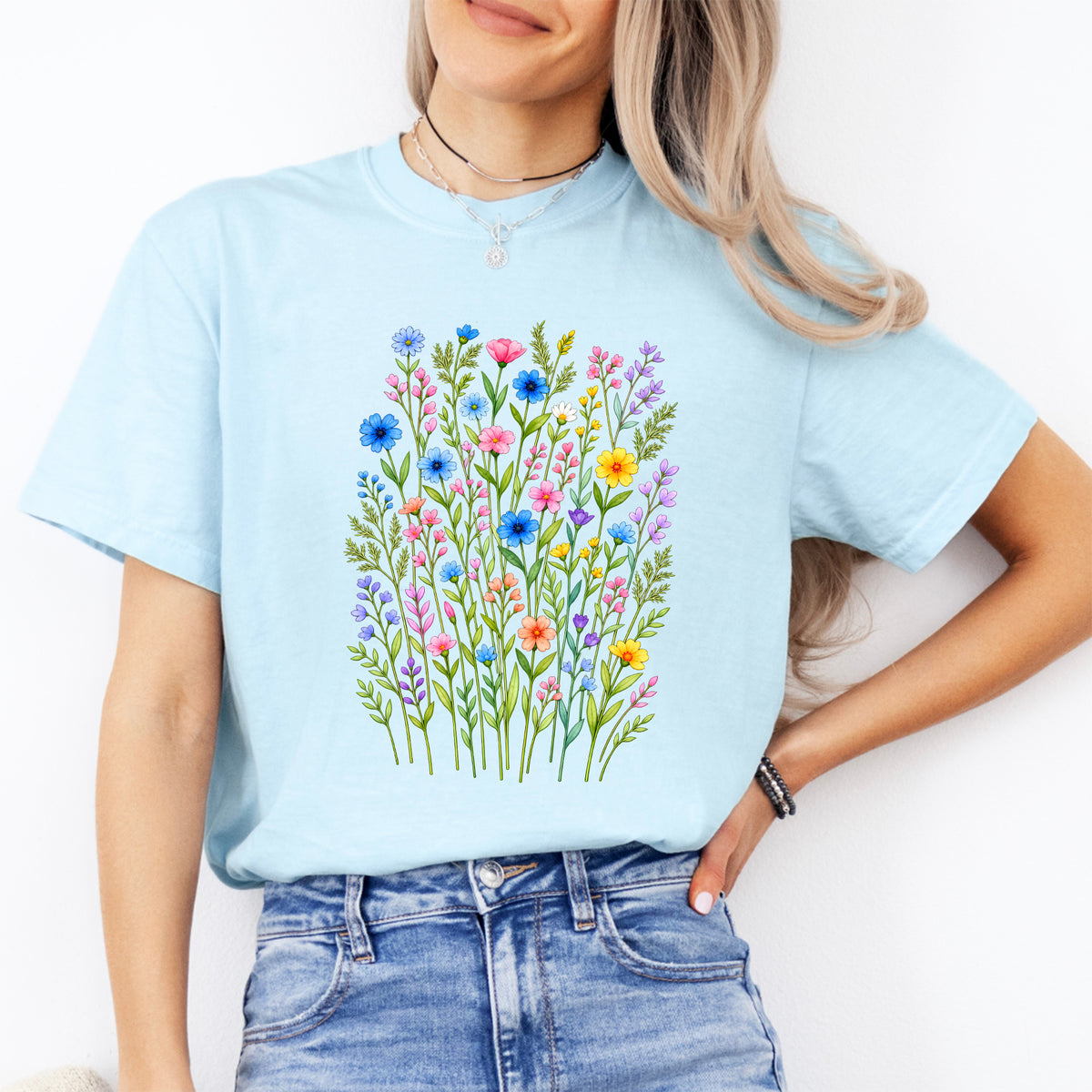 T-Shirt mit Wildblumen im Vintage-Stil